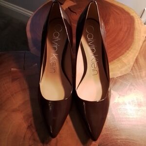 Calvin Klein Kamara Burgundy Patent Stiletto Heels - 10